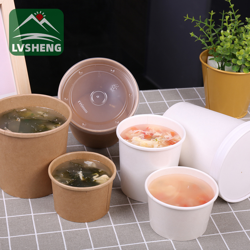 Lvsheng paper packaging Launches 100% Compostable Kraft Paper Soup Bowl With Lid