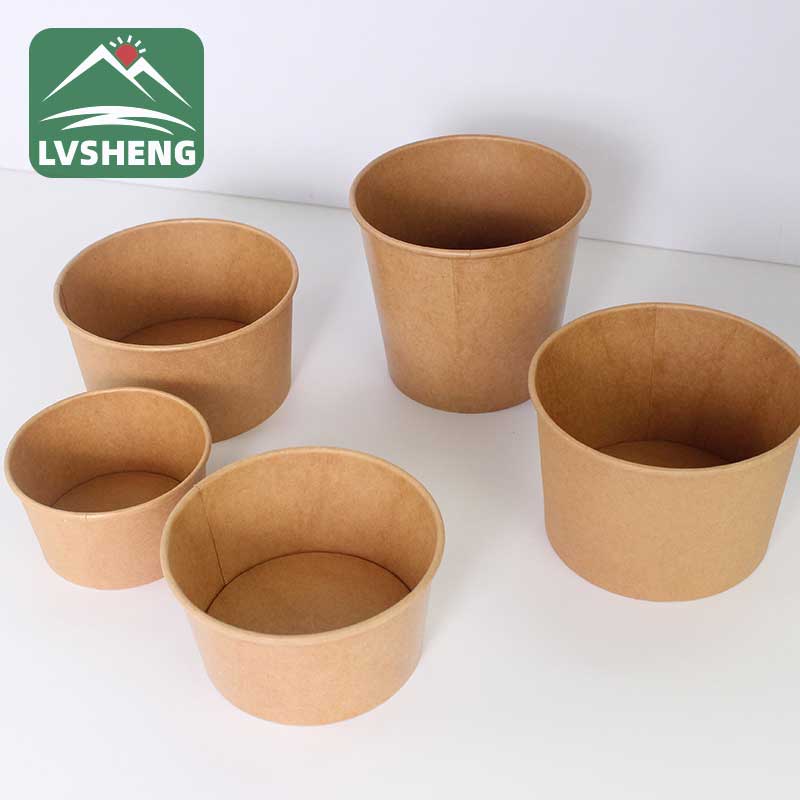 Biodegradable Kraft Paper Salad Bowl With Lid